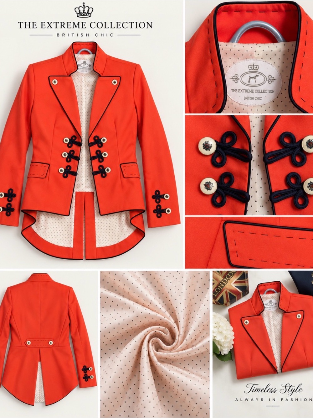 Women's Orange Military-Inspired Tailcoat Blazer